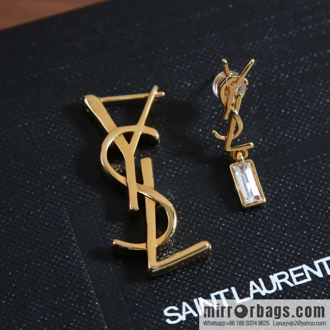 Saint Laurent Asymmetrical YSL stud earrings