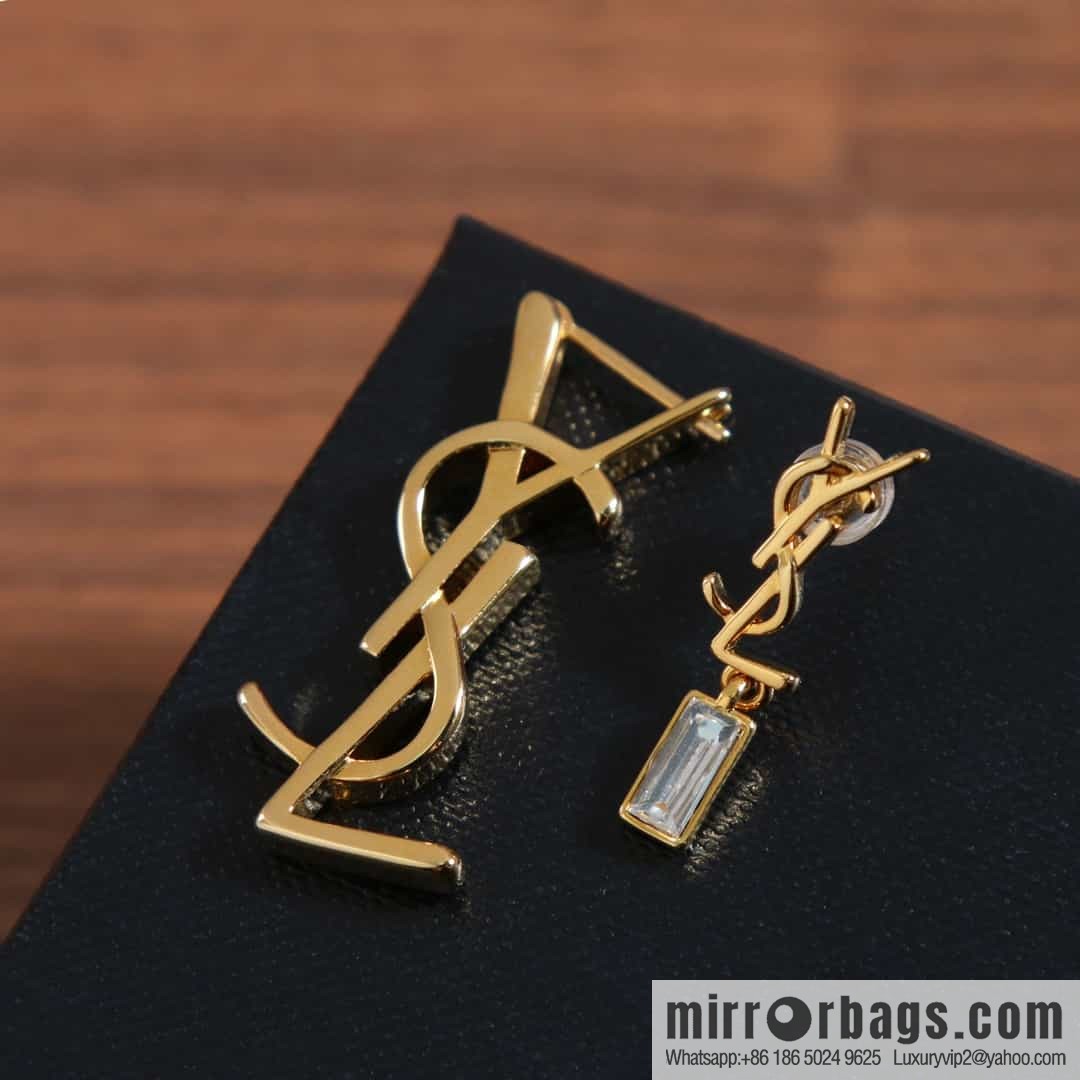 Saint Laurent Asymmetrical YSL stud earrings