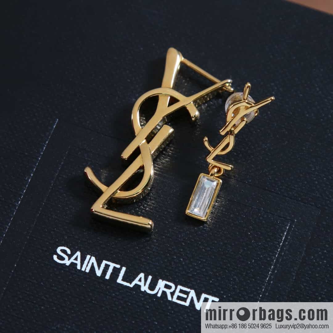 Saint Laurent Asymmetrical YSL stud earrings