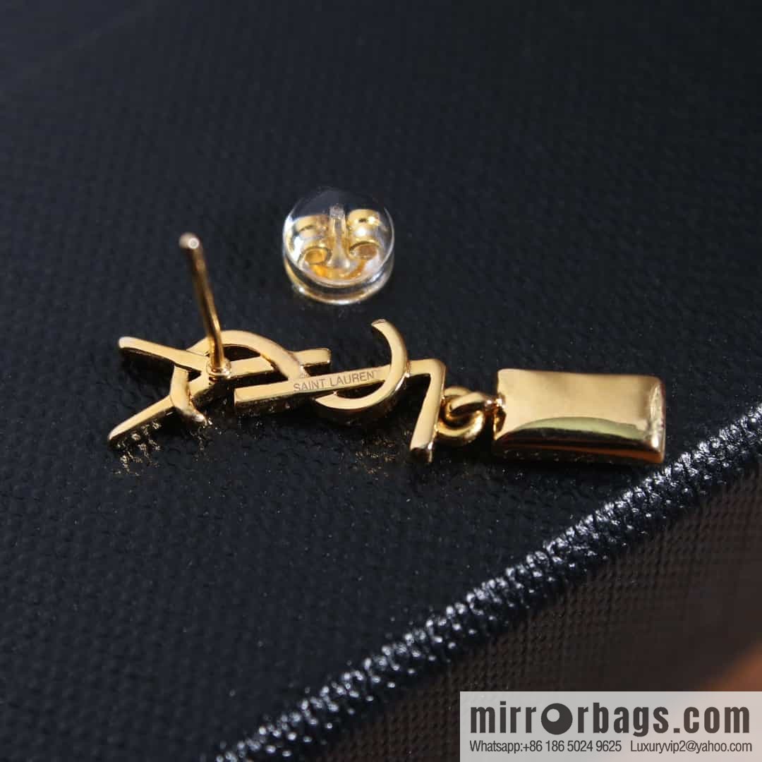 Saint Laurent Asymmetrical YSL stud earrings