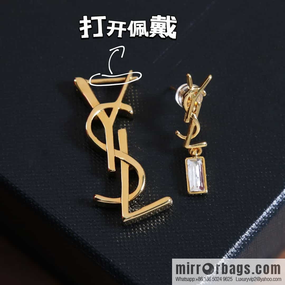 Saint Laurent Asymmetrical YSL stud earrings