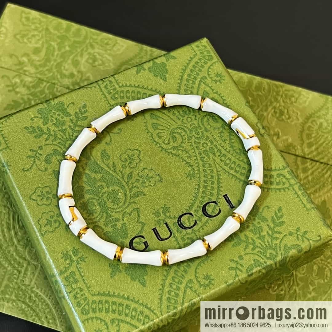 New Gucci Gucci white dripping oil bamboo bracelet bracelet