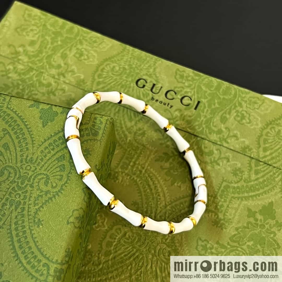 New Gucci Gucci white dripping oil bamboo bracelet bracelet