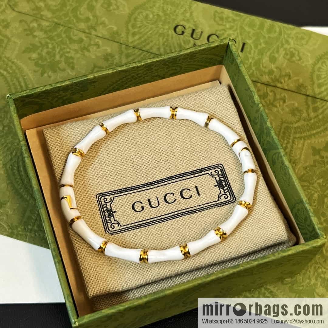New Gucci Gucci white dripping oil bamboo bracelet bracelet