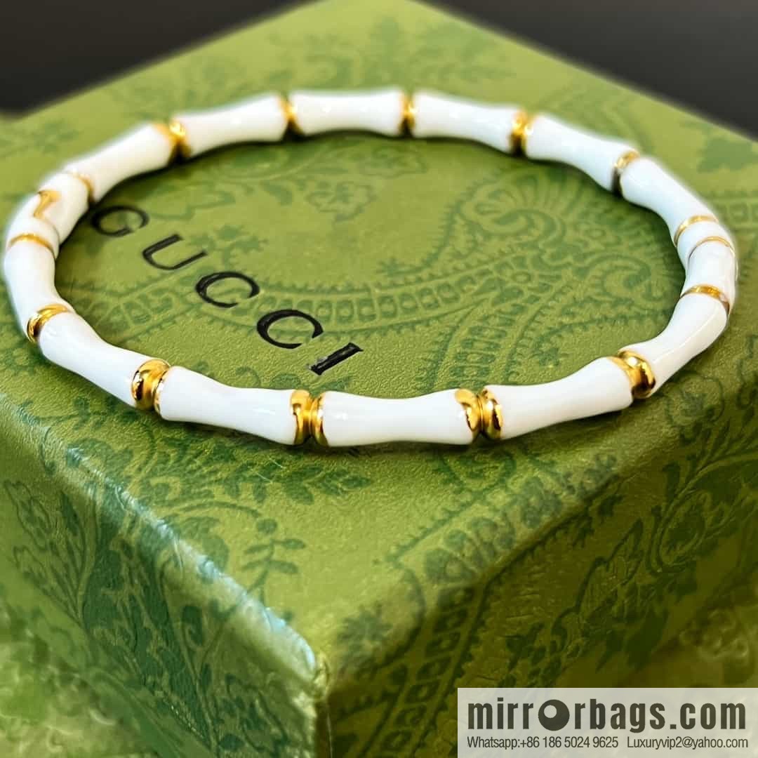 New Gucci Gucci white dripping oil bamboo bracelet bracelet