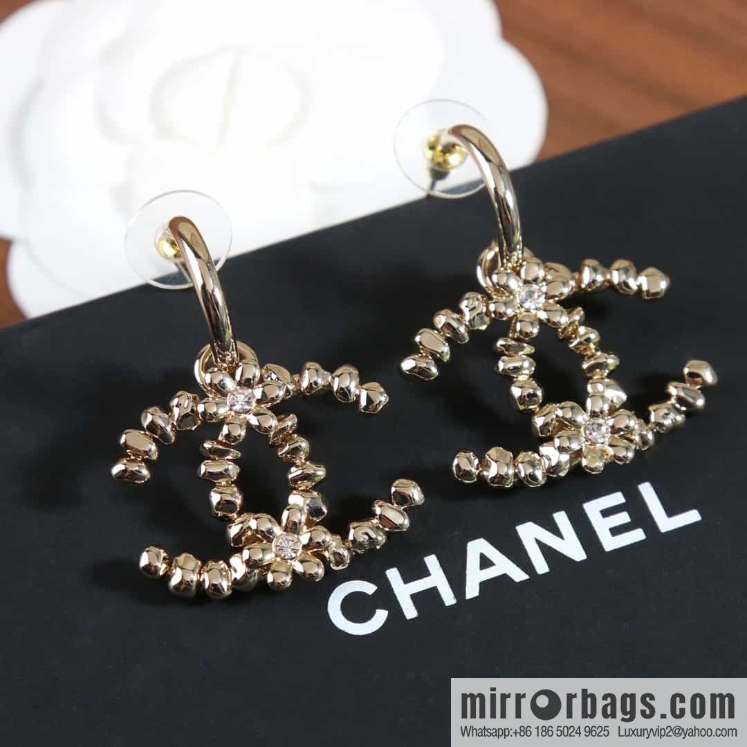 New ☑️ Chanel C2 double c gold bead stud earrings