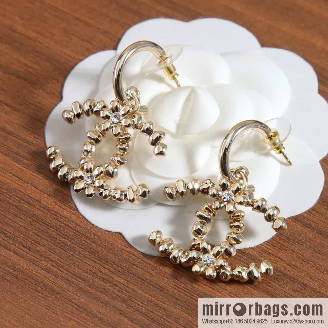 New ☑️ Chanel C2 double c gold bead stud earrings
