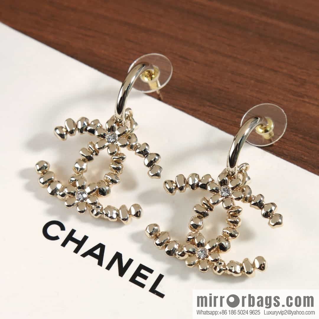 New ☑️ Chanel C2 double c gold bead stud earrings