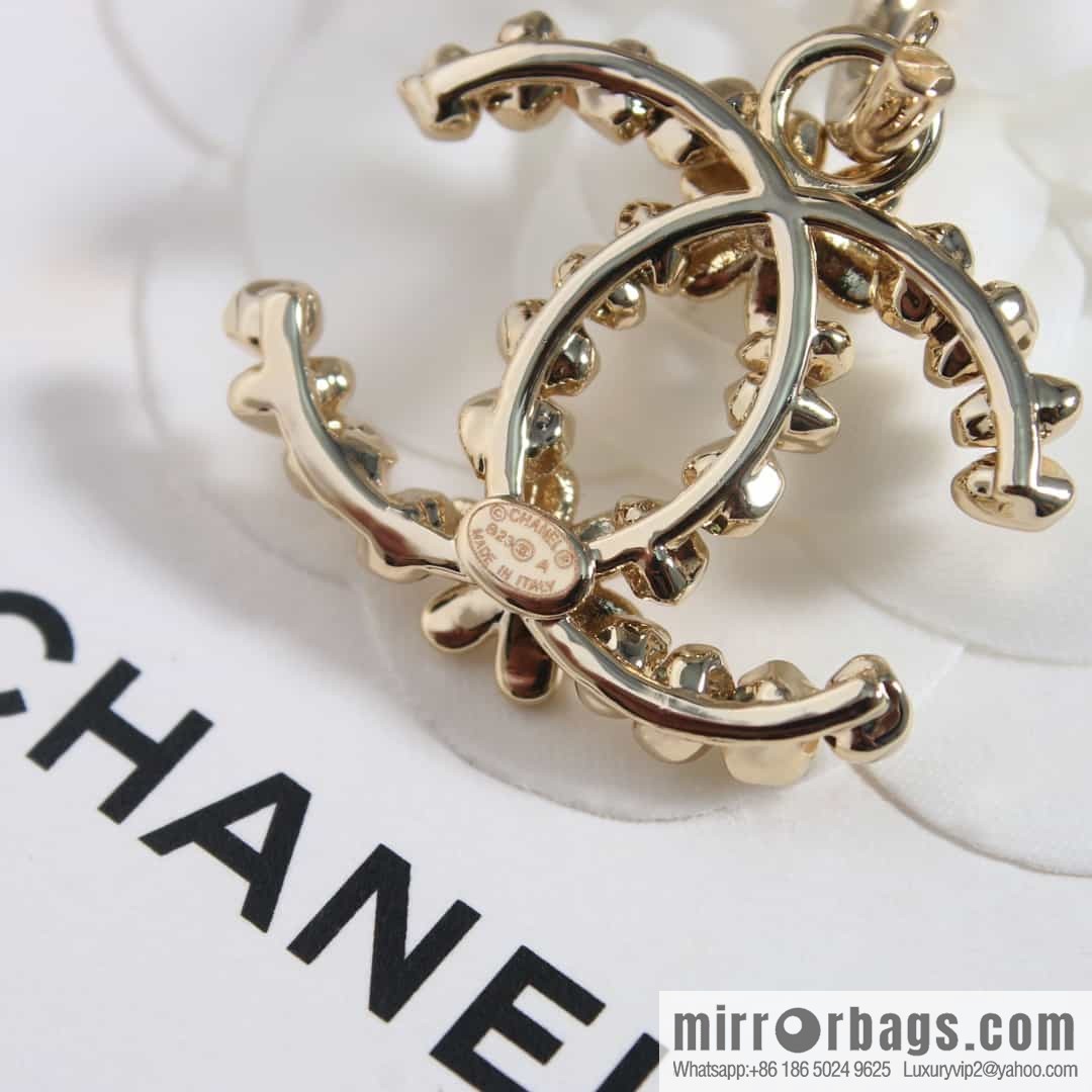 New ☑️ Chanel C2 double c gold bead stud earrings