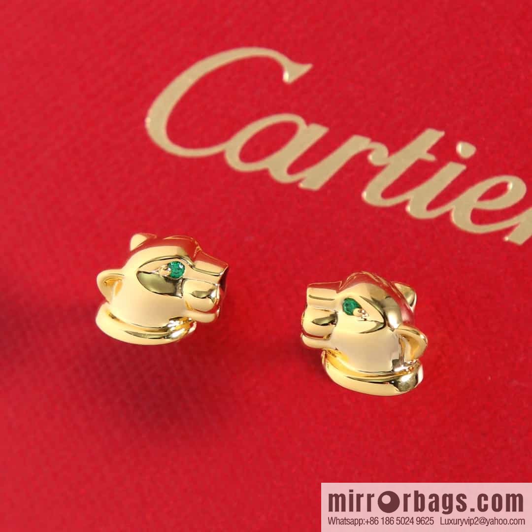 CARTIER Cartier Jungle series glossy leopard stud earrings