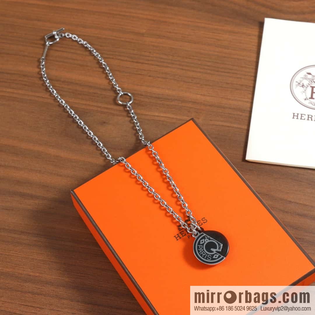 HERMES Carrousel Buffalo Horn OT Necklace