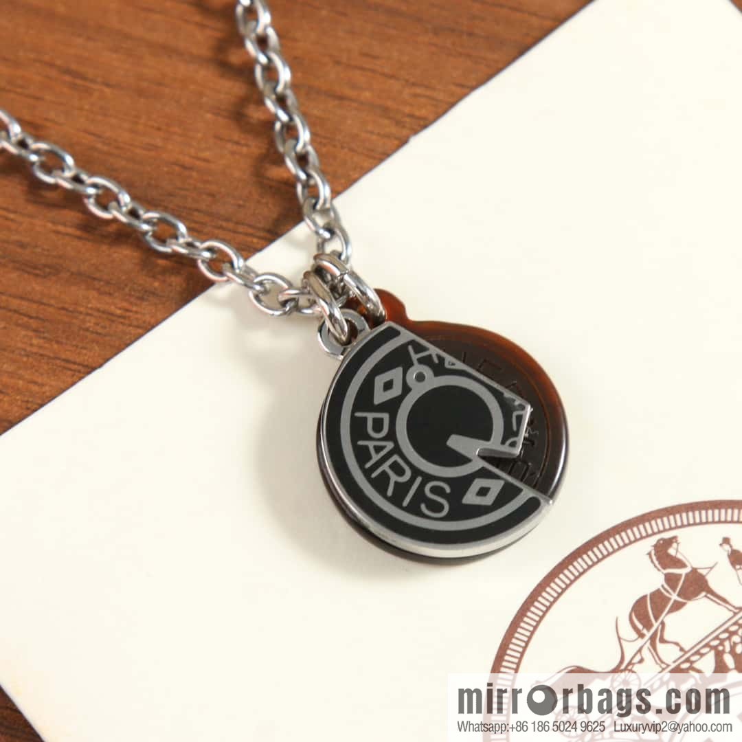 HERMES Carrousel Buffalo Horn OT Necklace