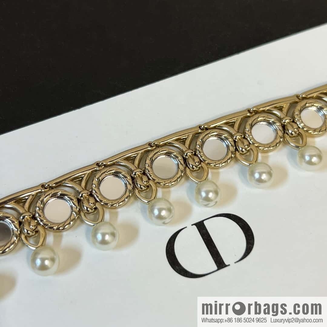 New ☑️ DIOR mirror pearl black rope necklace necklace necklace