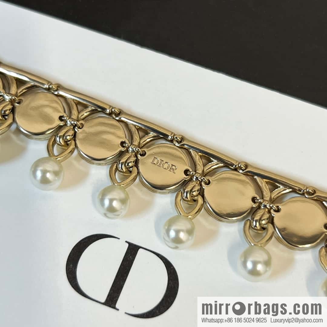 New ☑️ DIOR mirror pearl black rope necklace necklace necklace
