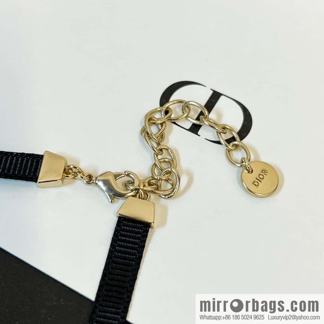New ☑️ DIOR mirror pearl black rope necklace necklace necklace