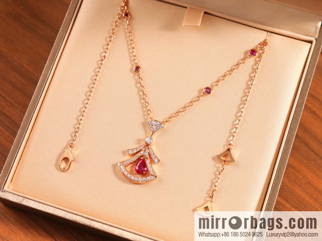 BVLGARI DIVAS'DREAM Ruby fan necklace, stud earrings and earrings