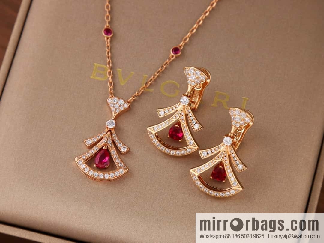 BVLGARI DIVAS'DREAM Ruby fan necklace, stud earrings and earrings
