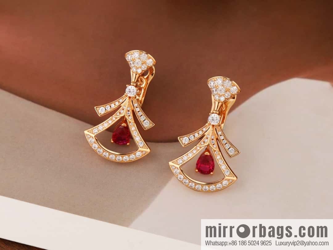BVLGARI DIVAS'DREAM Ruby fan necklace, stud earrings and earrings