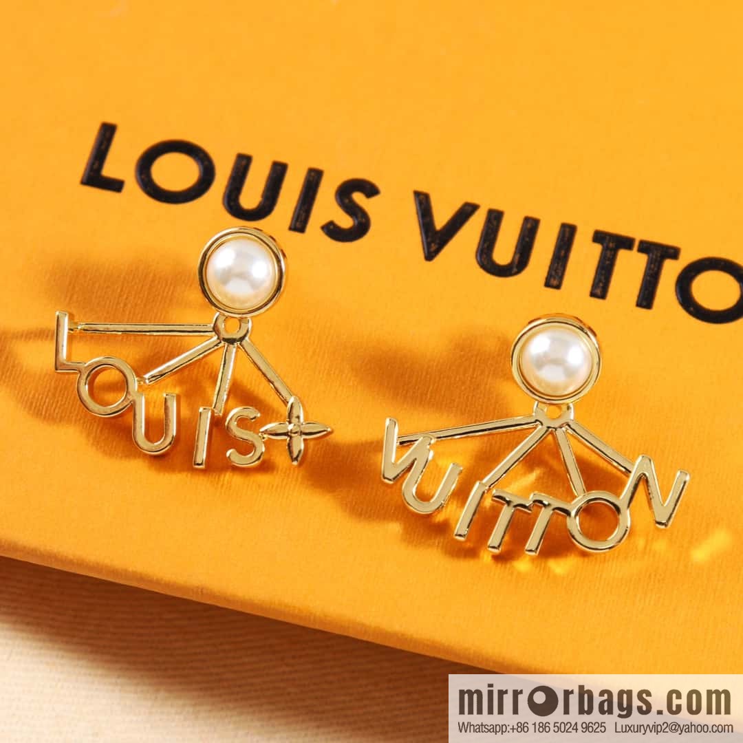 Louis Vuitton lv spelling fan letter stud earrings