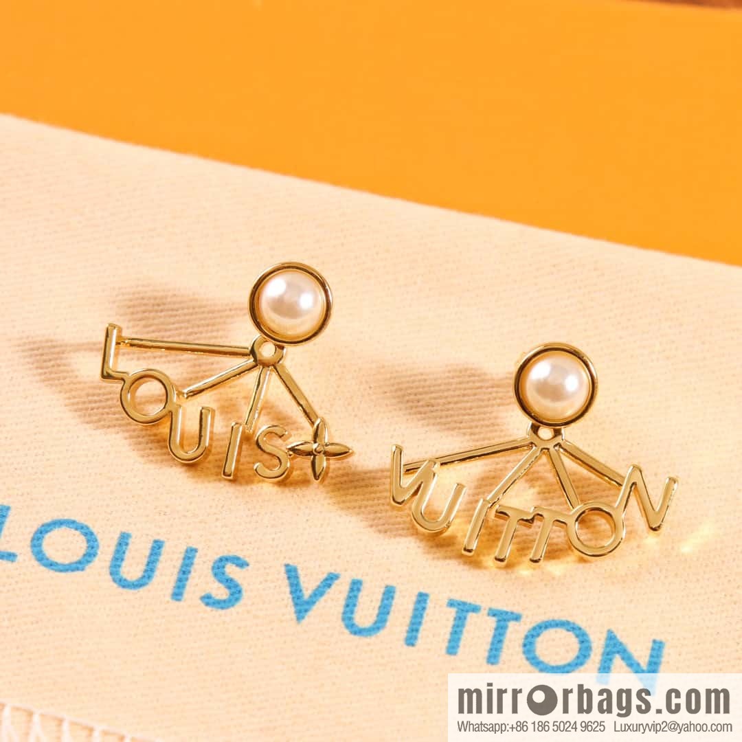 Louis Vuitton lv spelling fan letter stud earrings