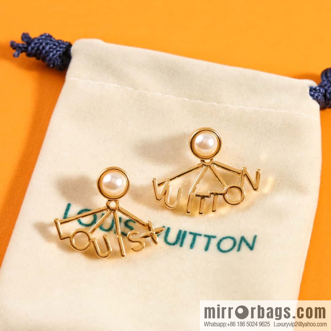 Louis Vuitton lv spelling fan letter stud earrings