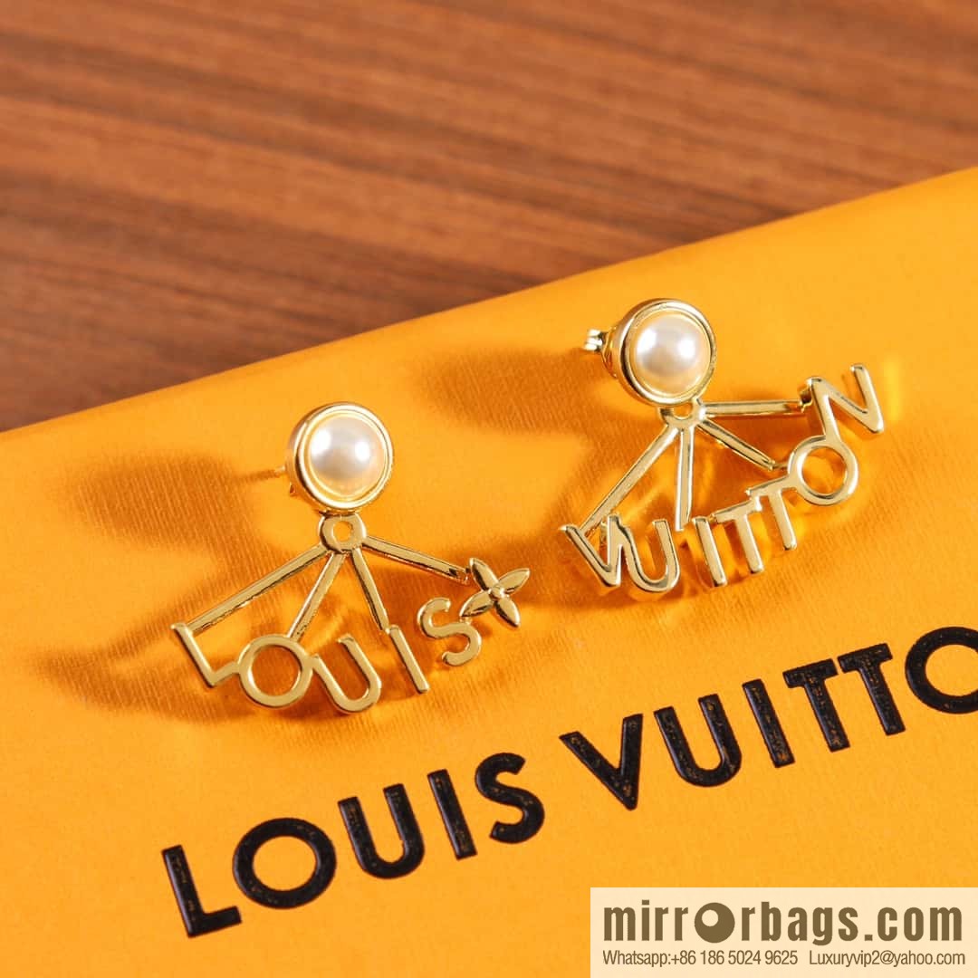 Louis Vuitton lv spelling fan letter stud earrings