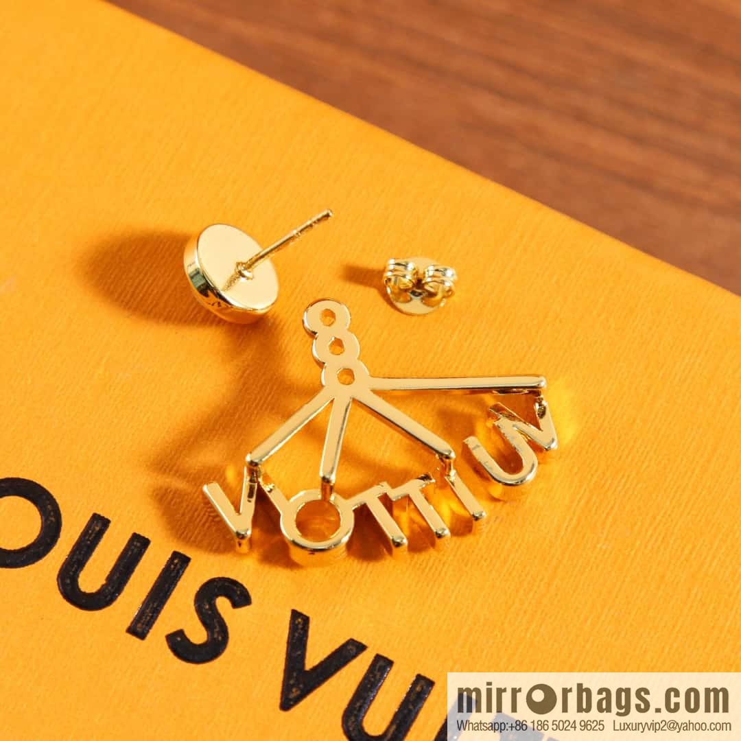 Louis Vuitton lv spelling fan letter stud earrings