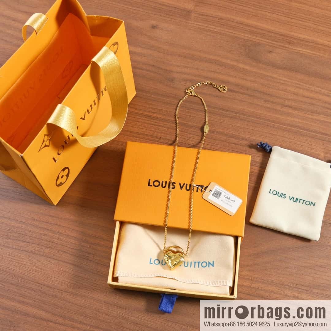 Louis Vuitton Louis Vuitton IV Gold Peach Heart Love ❤️ Necklace