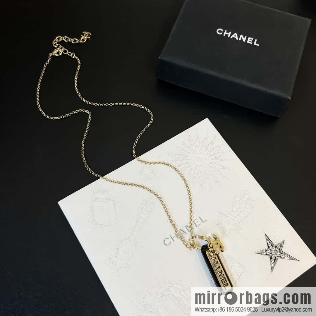 New ☑️ Chanel double c-bar acrylic letter necklace sweater chain