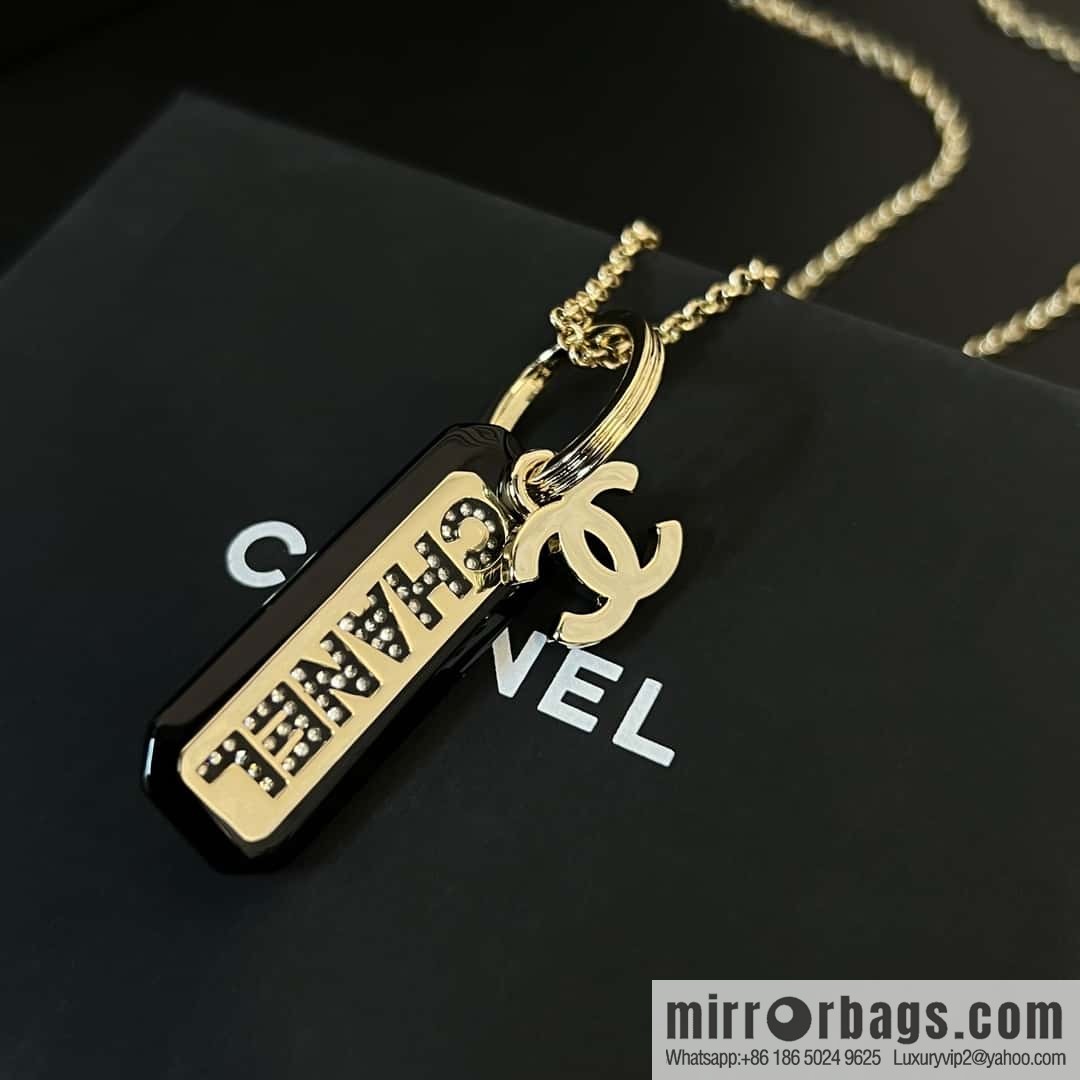 New ☑️ Chanel double c-bar acrylic letter necklace sweater chain