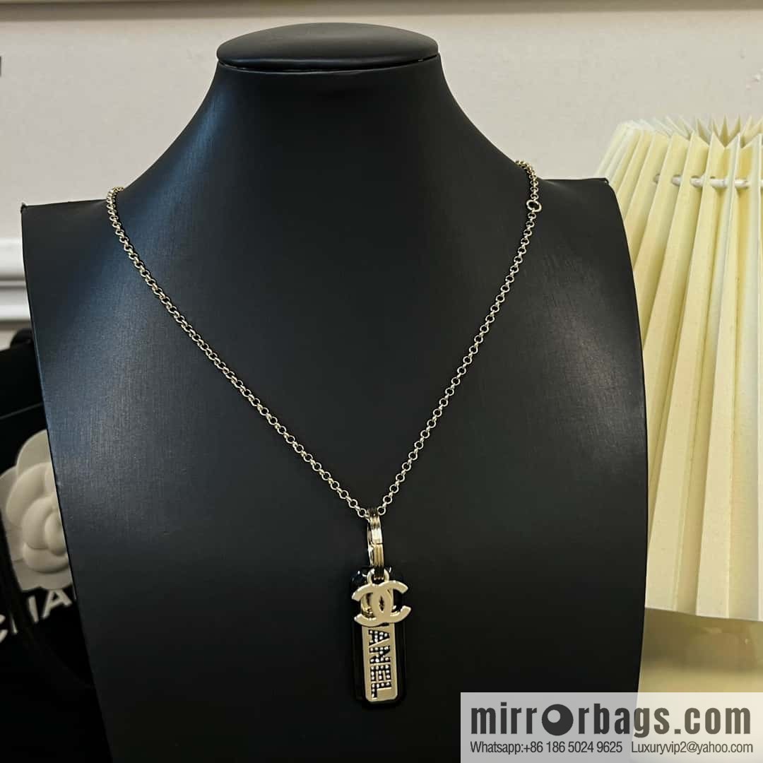 New ☑️ Chanel double c-bar acrylic letter necklace sweater chain