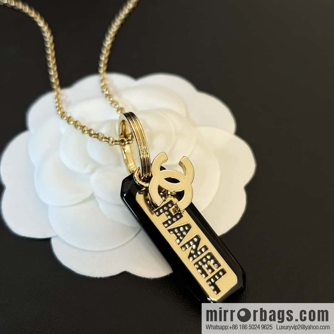 New ☑️ Chanel double c-bar acrylic letter necklace sweater chain