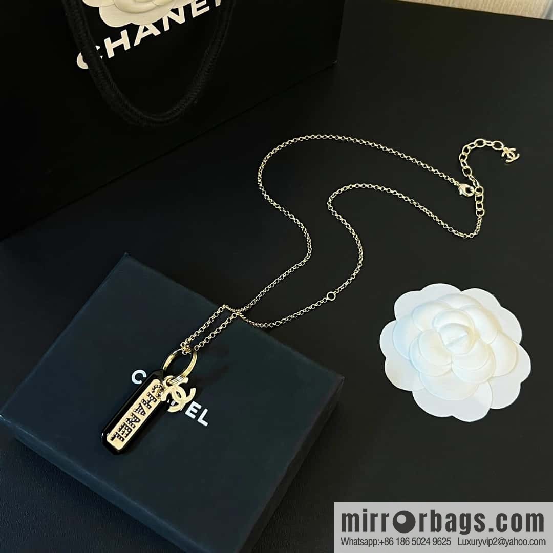 New ☑️ Chanel double c-bar acrylic letter necklace sweater chain