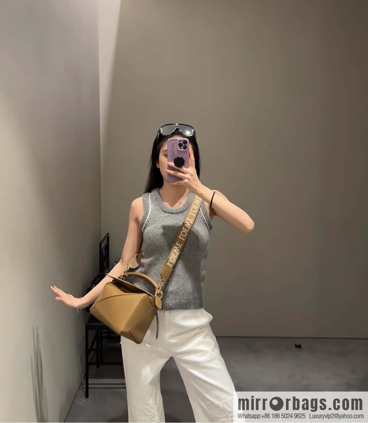 LOEWE Puzzle 24CM bag leather small geometric bag 0189 brown