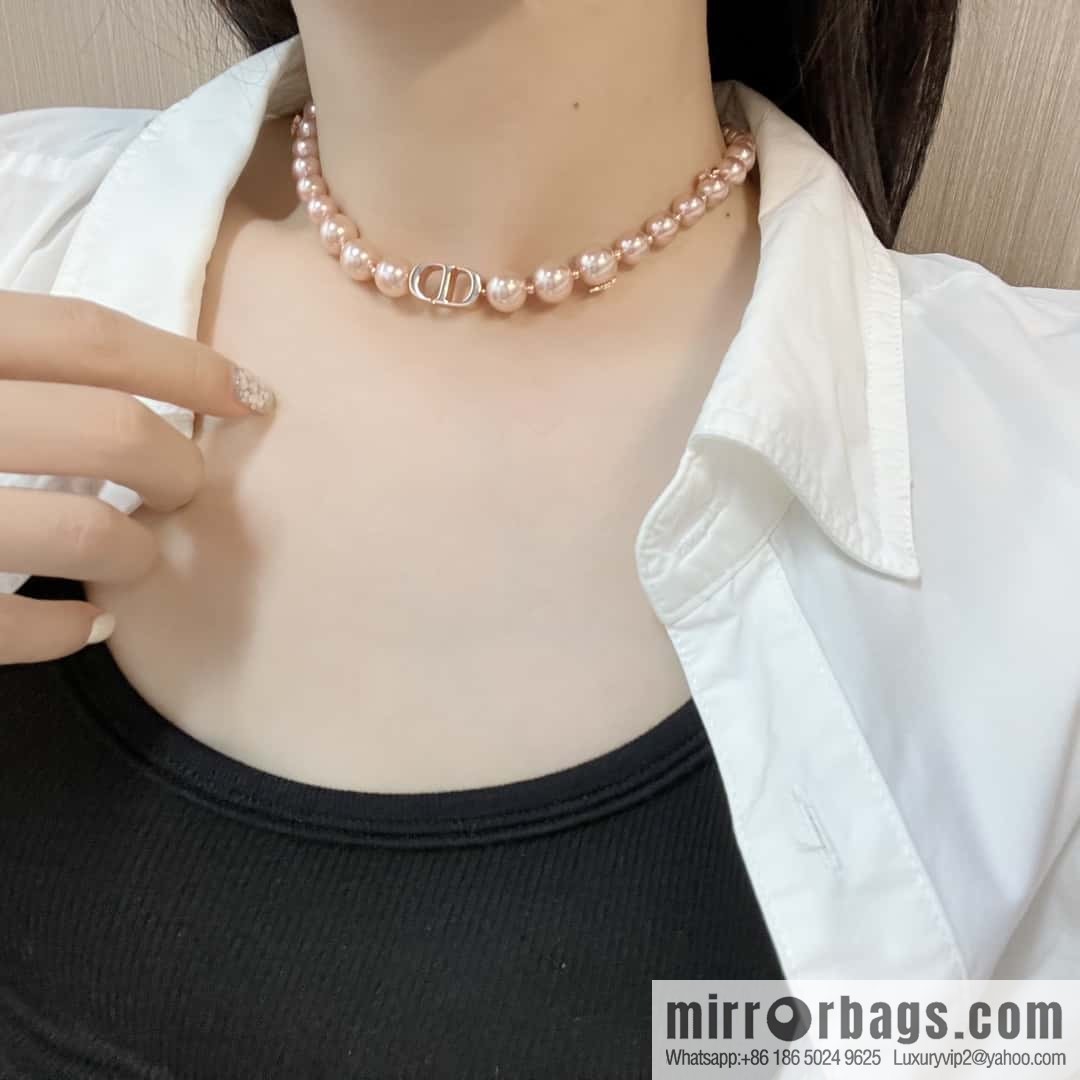 New ☑️ DIOR CD rose gold pearl necklace, bracelet