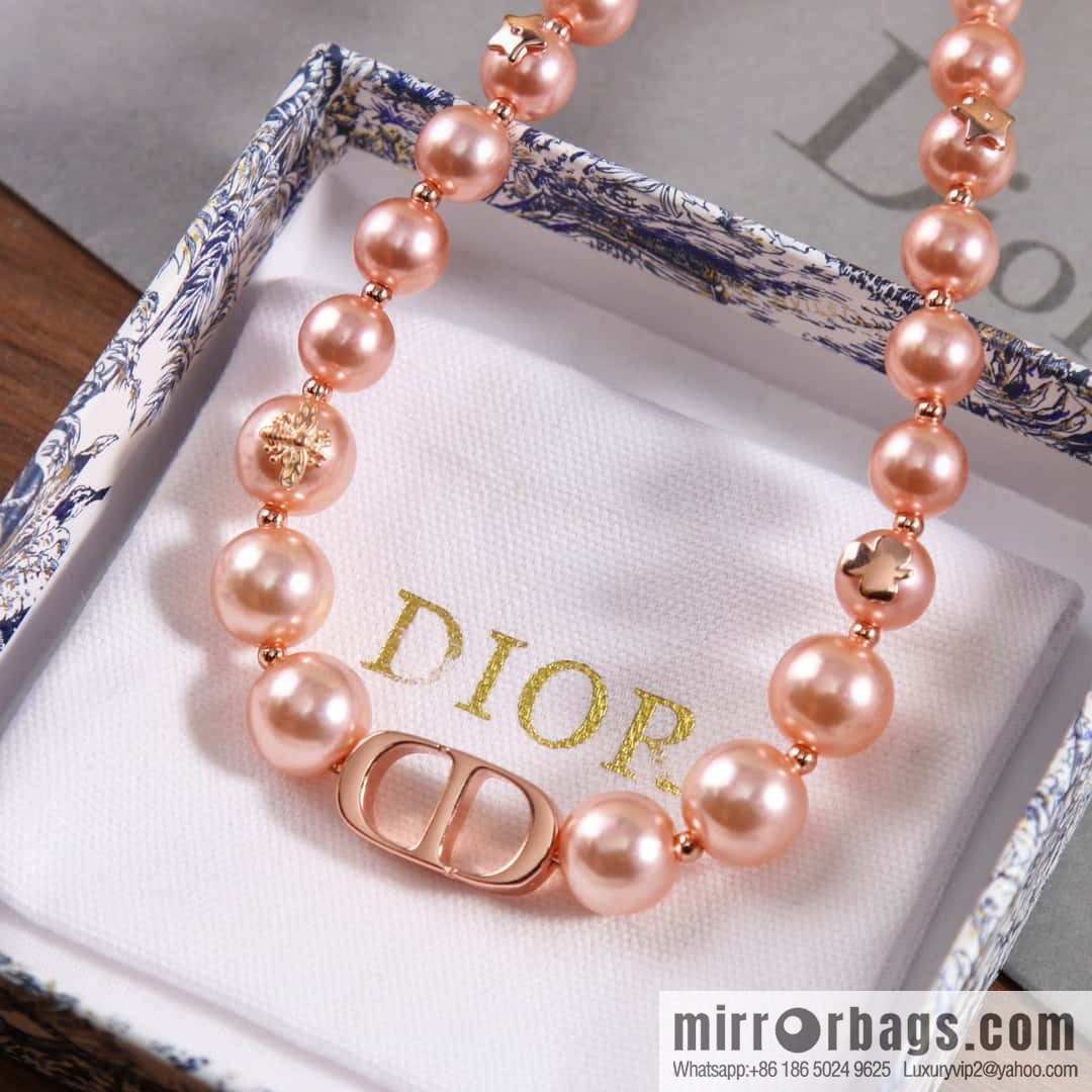 New ☑️ DIOR CD rose gold pearl necklace, bracelet