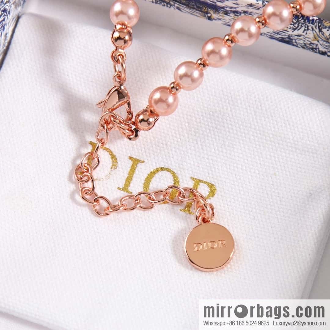 New ☑️ DIOR CD rose gold pearl necklace, bracelet