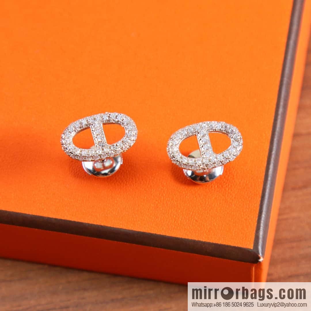 New ☑️ Hermès HERMES full drill pig nose stud earrings