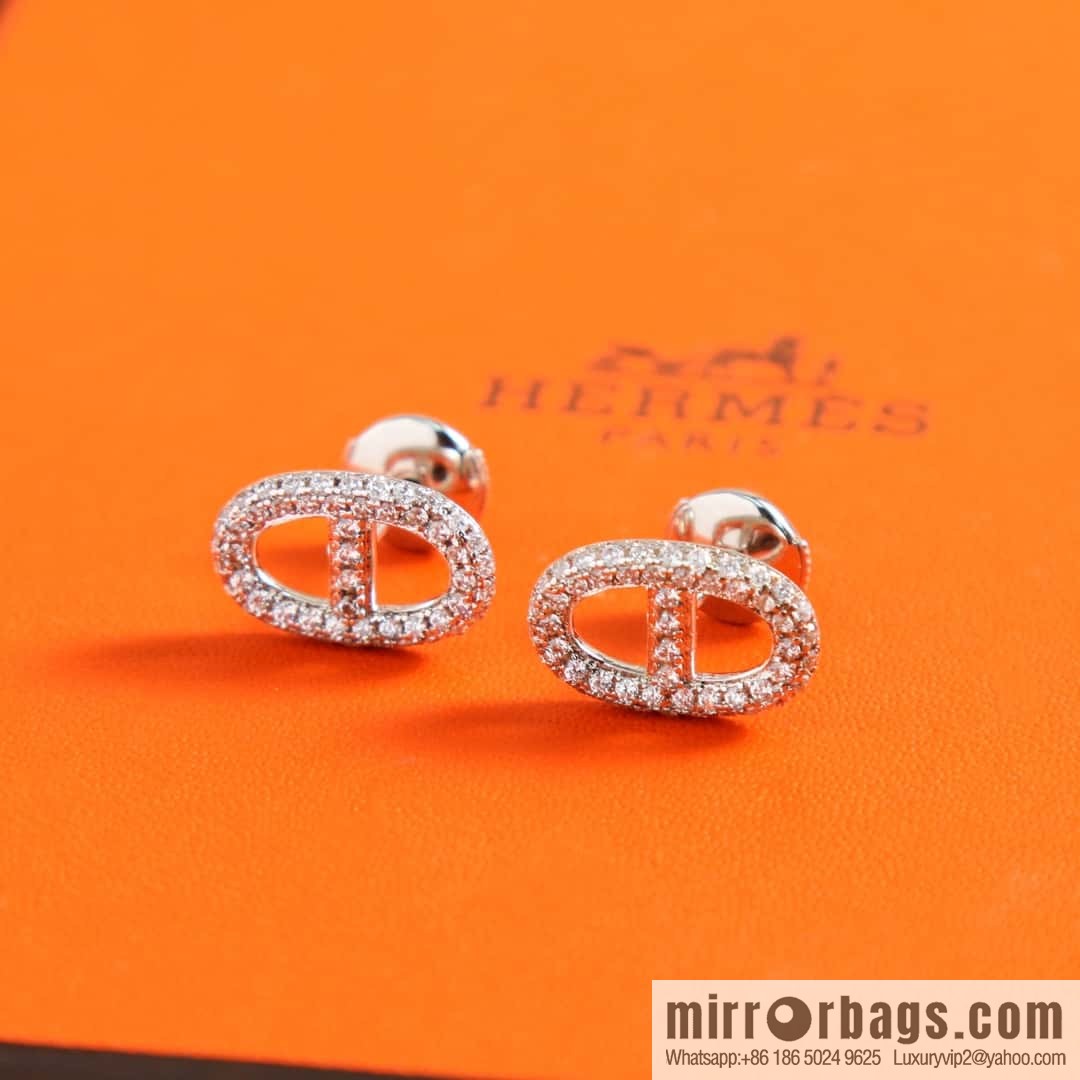 New ☑️ Hermès HERMES full drill pig nose stud earrings