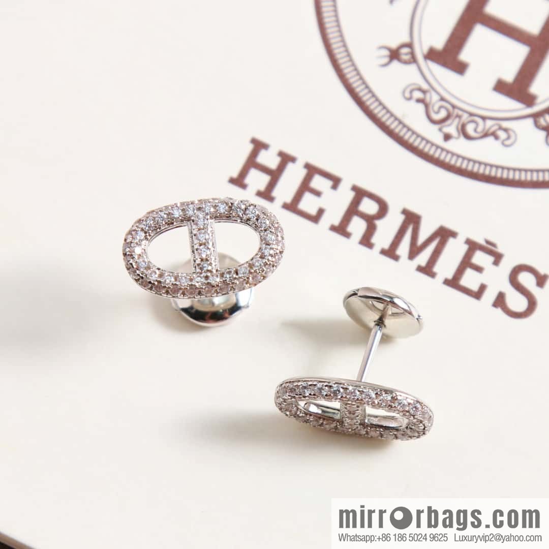 New ☑️ Hermès HERMES full drill pig nose stud earrings