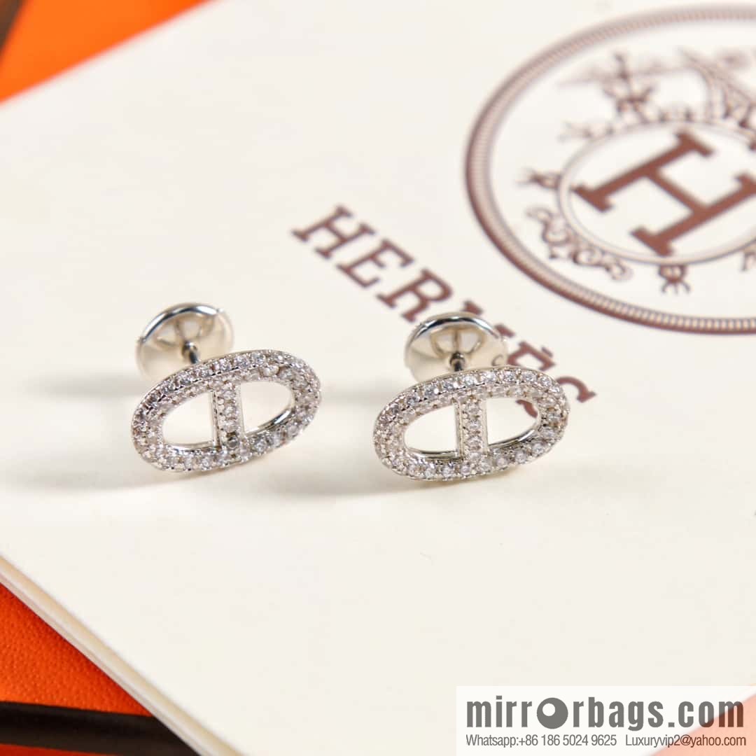 New ☑️ Hermès HERMES full drill pig nose stud earrings