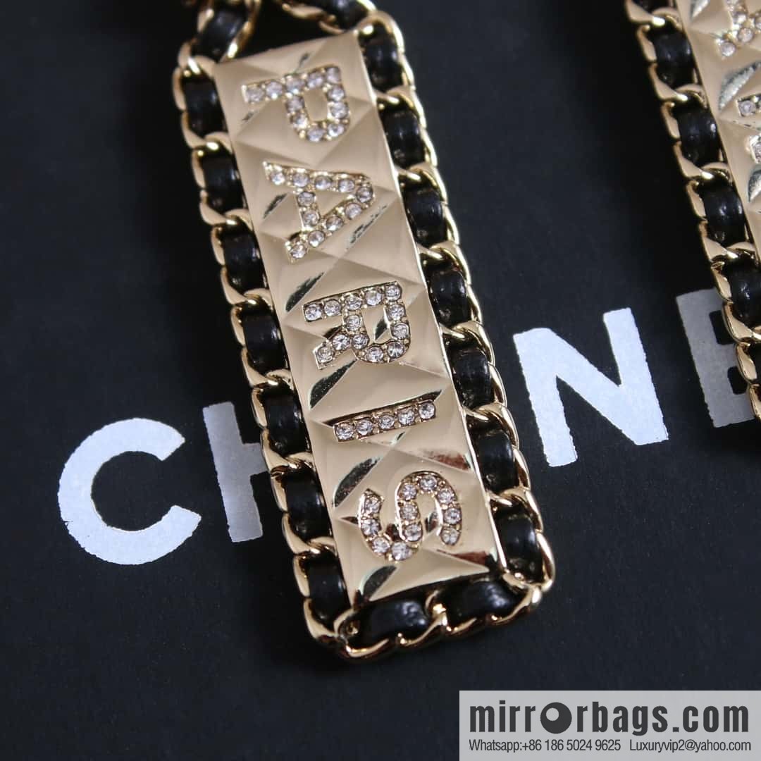 New ☑️ Chanel C2 black leather rope ancient coin stud earrings