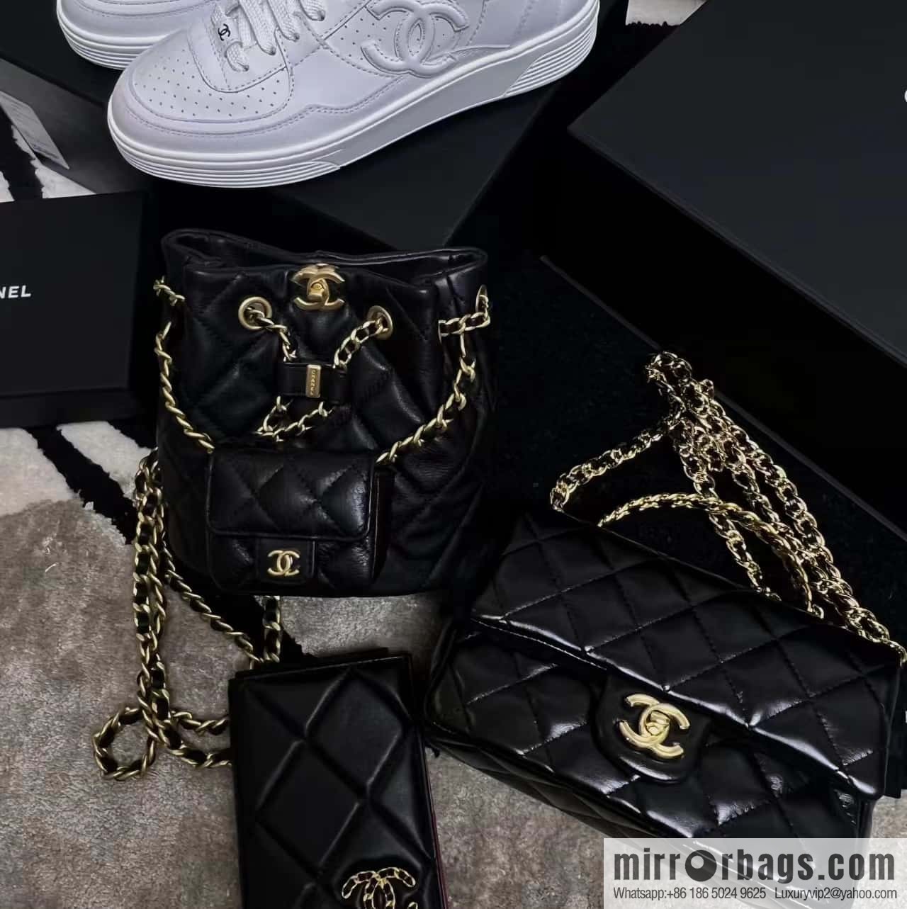 CHANEL small shoulder backpack AS3947 black