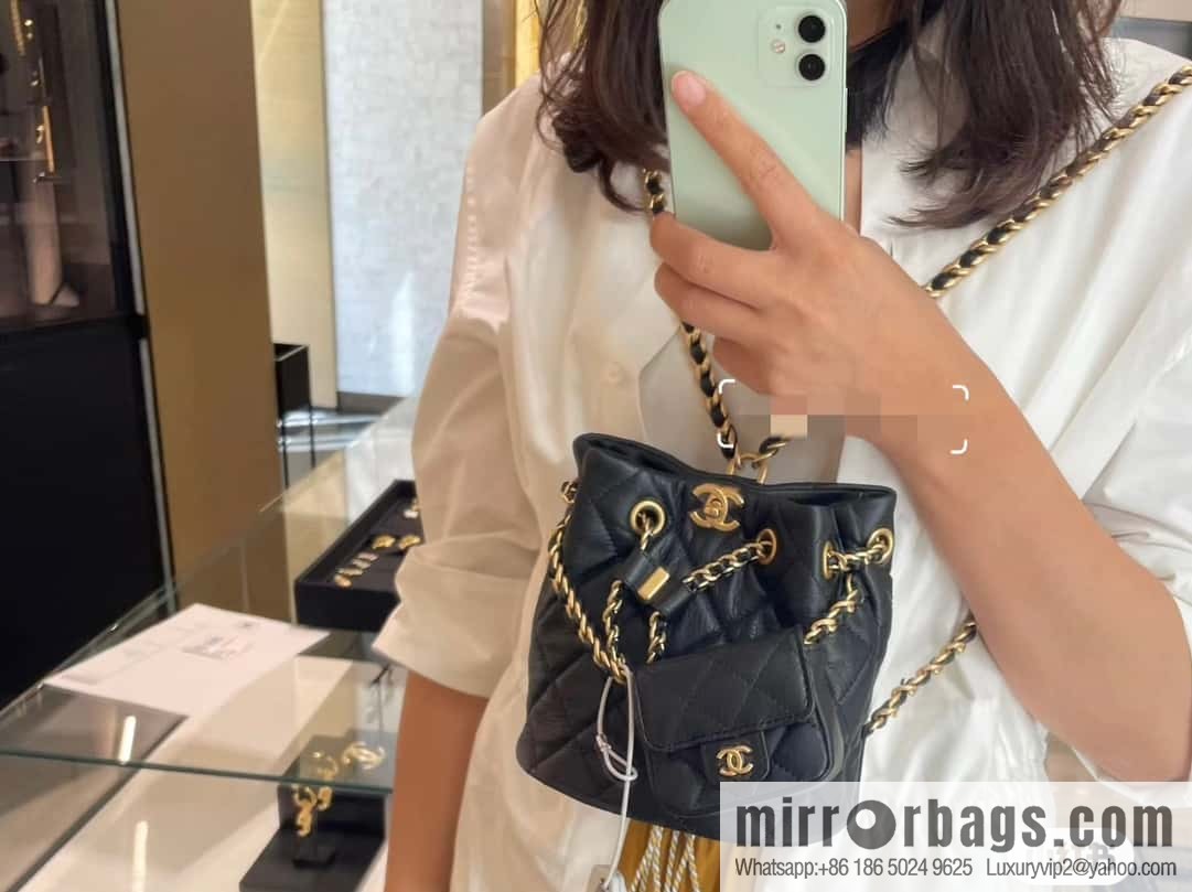 CHANEL small shoulder backpack AS3947 black