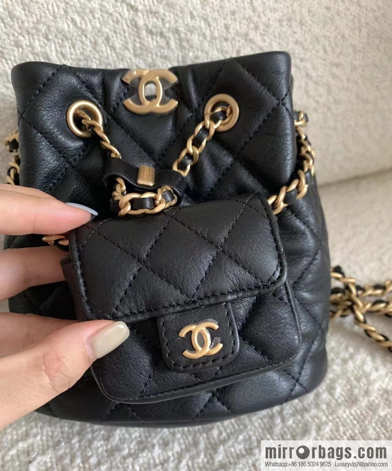 CHANEL small shoulder backpack AS3947 black