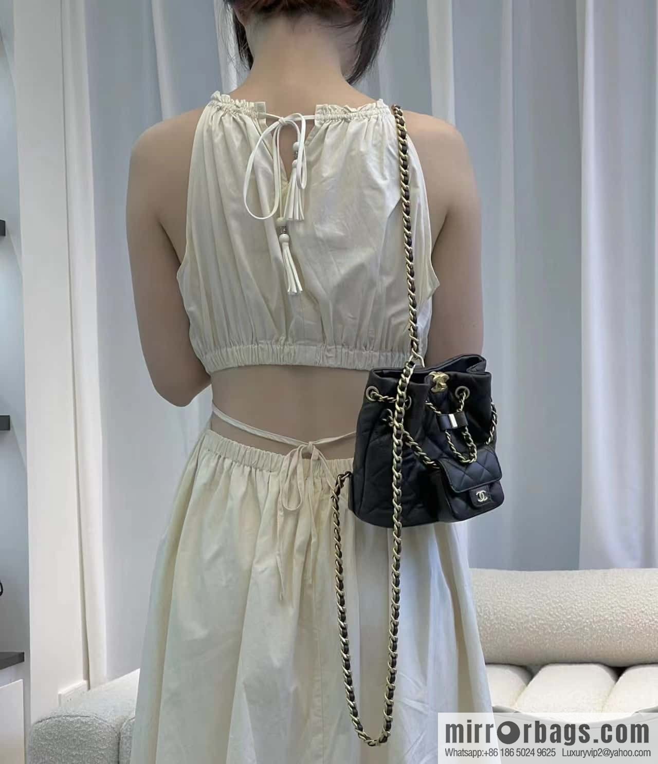 CHANEL small shoulder backpack AS3947 black