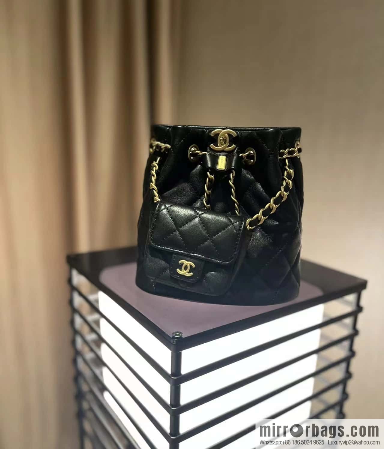 CHANEL small shoulder backpack AS3947 black