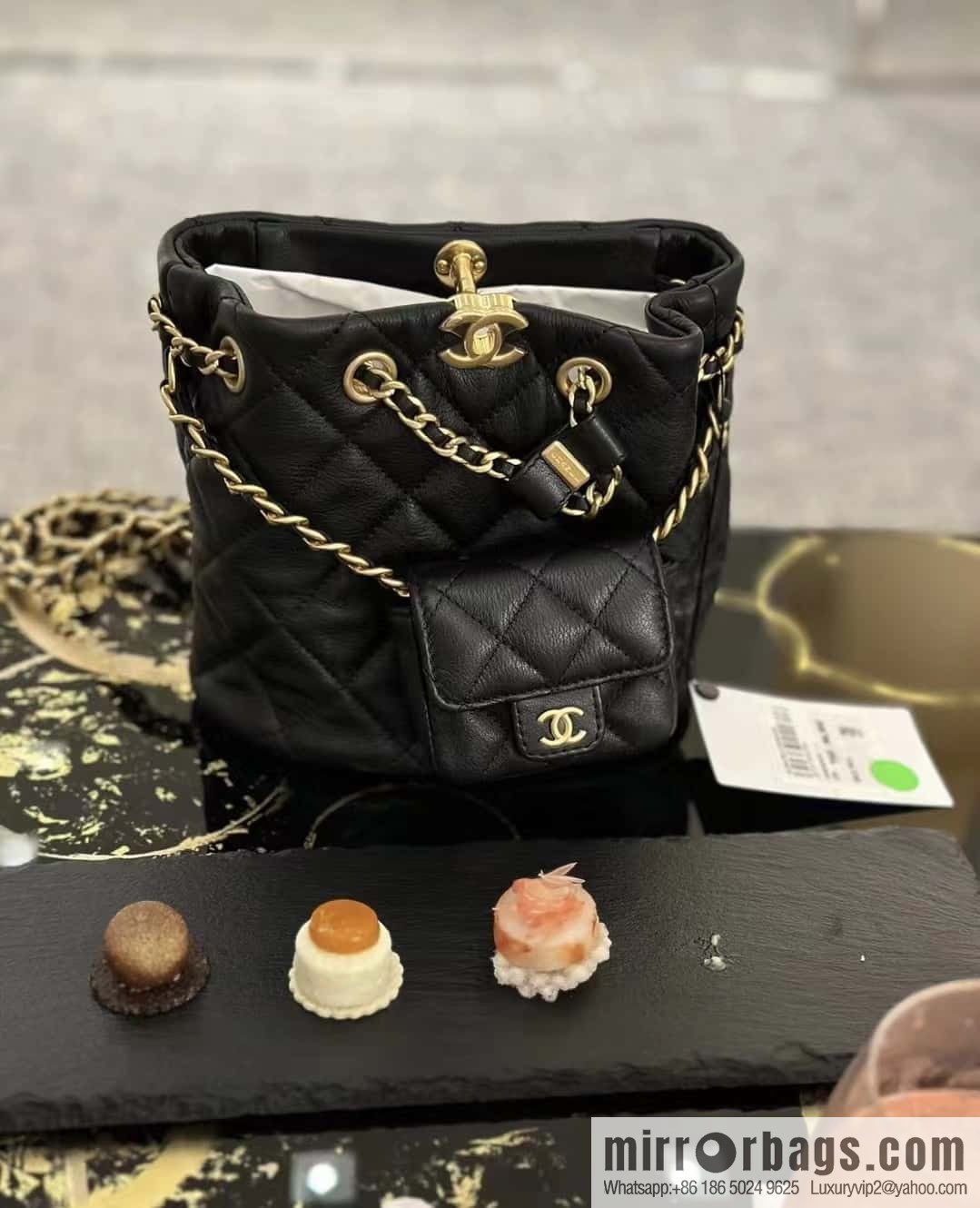 CHANEL small shoulder backpack AS3947 black