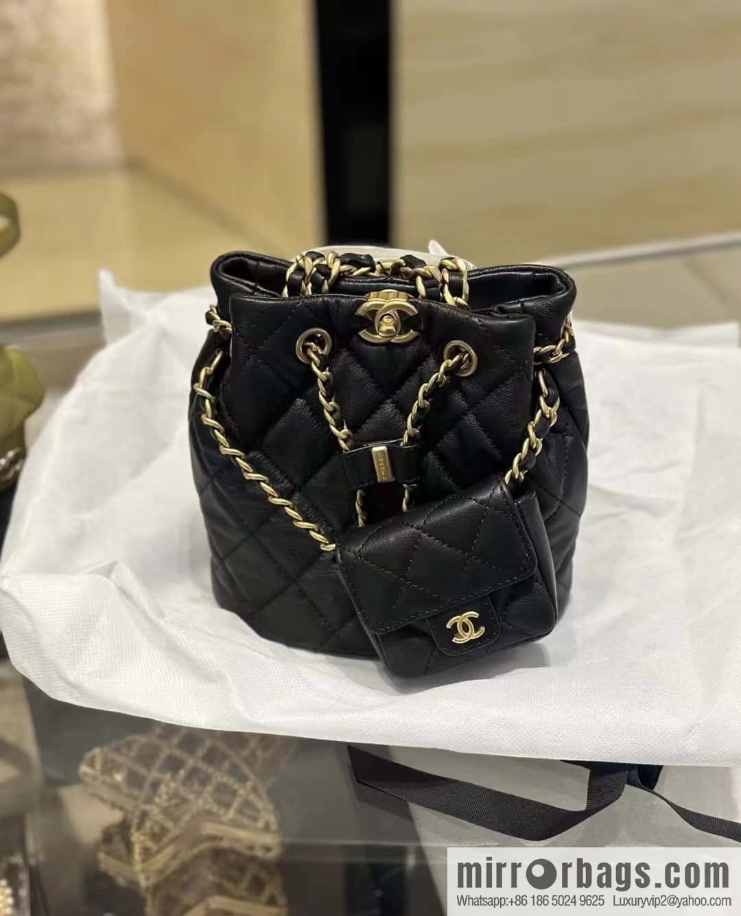 CHANEL small shoulder backpack AS3947 black
