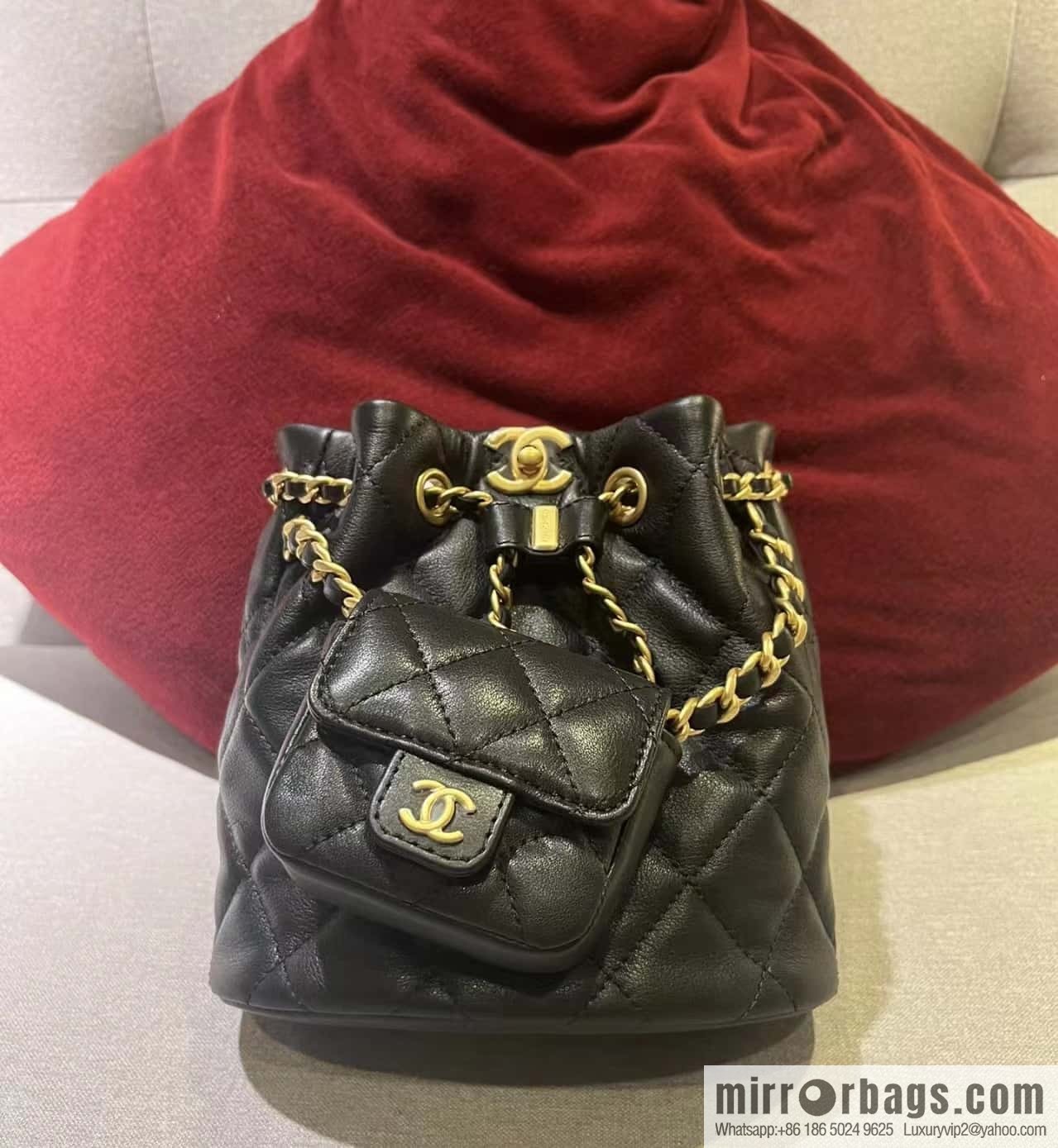CHANEL small shoulder backpack AS3947 black